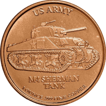 1 Unze Kupfermünze US Army Sherman Tank