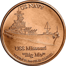 1 Unze Kupfermünze US Army USS Missouri