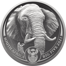 1 Unze Platin Big Five II Elefant 2021 PP (Auflage:500 | 1.Motiv| Polierte Platte)