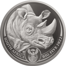 1 Unze Platin Big Five II Nashorn 2022 PP (Auflage: 500 | 3. Motiv | Polierte Platte)