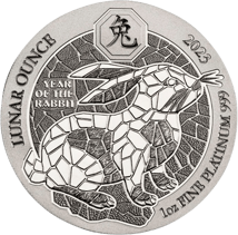 1 Unze Platin Ruanda Lunar Hase 2023 (Auflage: 88)