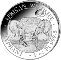 1 Unze Platin Somalia Elefant 2020 Motiv (PM: ANA | Auflage: 25 | Jahrgang 2019)