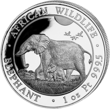 1 Unze Platin Somalia Elefant 2022 PP (Auflage: 30 | Polierte Platte)
