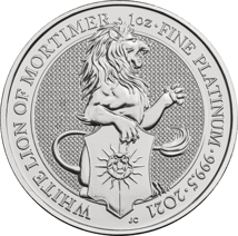 1 Unze Platinmünze The Queen's Beasts The White Lion of Mortimer 2021 (8.Motiv)