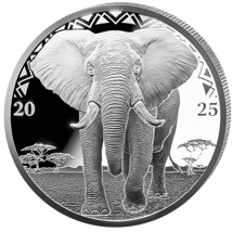 1 Unze Silber African Animals Elefant 2025 (Auflage: 1.000 | Polierte Platte)