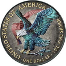 1 Unze Silber American Eagle 2021 AF Typ II Hologramm (Auflage:100 | Coloriert | Antik Finish)