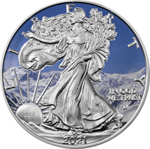 1 Unze Silber American Eagle 2021 (Typ II) Mountains (Auflage:100 | Coloriert)