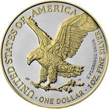 1 Unze Silber American Eagle 2022 (Auflage: 250 | beidseitig teilvergoldet)