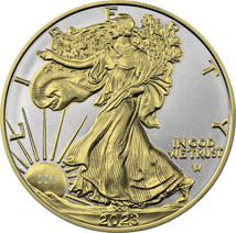 1 Unze Silber American Eagle 2023 (Auflage: 250 | beidseitig teilvergoldet)