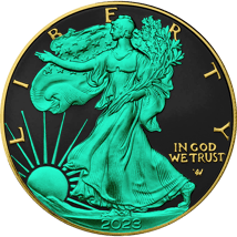 1 Unze Silber American Eagle 2023 Golden Glow (Auflage: 50 | teilvergoldet | coloriert)