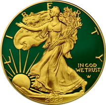 1 Unze Silber American Eagle 2023 Green Edition (Auflage: 100 | coloriert | teilvergoldet)