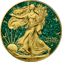 1 Unze Silber American Eagle 2023 Smaragd Edition (Auflage: 100 | teilvergoldet)