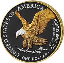 1 Unze Silber American Eagle 2023 Bald Eagle (Auflage: 100 | Ruthenium | teilvergoldet)