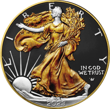 1 Unze Silber American Eagle 2023 Bald Eagle (Auflage: 100 | Ruthenium | teilvergoldet)