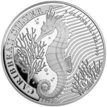 1 Unze Silber Barbados Seepferdchen 2023 (Auflage: 10.000 Stücke)