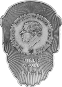 1 Unze Silber Biker Schädel 2024 (Auflage 999 | Antik Finish)