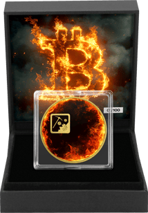1 Unze Silber Bitcoin on Fire Iced Out (Auflage: 100 | teilvergoldet)