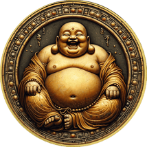 1 Unze Silber Buddha lachend 2024 (Auflage: 50 | coloriert | vergoldet)