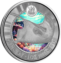 1 Unze Silber Cayman Islands Stachelrochen 2023 (Auflage: 500 | coloriert)