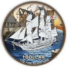 1 Unze Silber Cook Islands Bounty Abreise Portsmouth 2022 (Auflage: 999)