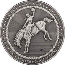 1 Unze Silber Cowboy Rodeo (Antik Finish)