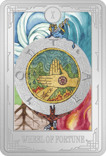 1 Unze Silber Tarotkarte Schicksalsrad 2023 (Auflage: 2.000 | coloriert | Polierte Platte)
