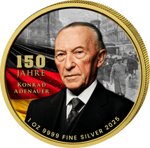 1 Unze Silber 150 Jahre Konrad Adenauer 2025 (Auflage: 100 | teilvergoldet)