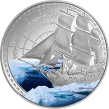 1 Unze Silber Captain Cook Antarctic Adventure 2023 (Auflage: 750 | coloriert | Polierte Platte)