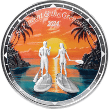 1 Unze Silber EC8 Vincent & The Grenadines Paddleboard Couple 2024 (Auflage: 500)