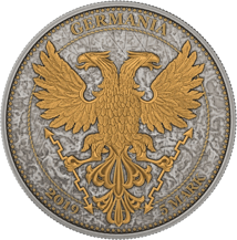 1 Unze Silber Eichenblatt 2019 goldenes Kreuz (Auflage: 250 | gildet | coloriert)