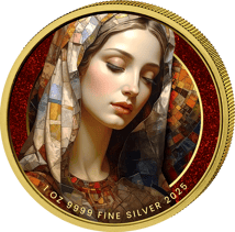 1 Unze Silber Maria Mutter Gottes Iced Out 2025 (Auflage: 100 | Rubinstaub | teilvergoldet)