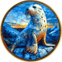 1 Unze Silber Faszinierende Arktis Seehund 2024 (Auflage: 50 | coloriert | vergoldet)
