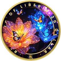 1 Unze Silber schimmernder Schmetterling 2025 (Auflage: 100 | teilvergoldet)