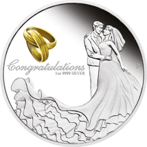 1 Unze Silber Glückwunsch zur Hochzeit 2023 PP (Polierte Platte | im Etui)