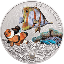 1 Unze Silber Great Barrier Reef 2022 mit Salzwasserperle (Auflage: 999 | coloriert | Prooflike)