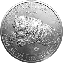 1 Unze Silber Grizzlybär 2019 (Raubtier Serie)