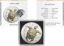 1 Unze Silber Hawksbill Schildkröte 2020 (Auflage: 100 | teilvergoldet)