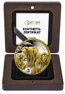 1 Unze Silber Büffel 2025 (Auflage: 250 | teilvergoldet | Polierte Platte)