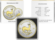 1 Unze Silber Krügerrand 2020 (Auflage: 250 | beidseitig vergoldet)