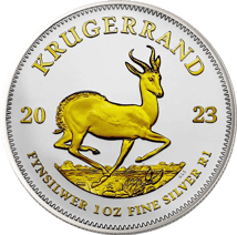 1 Unze Silber Krügerrand 2023 (Auflage: 1.000 | einseitig vergoldet)