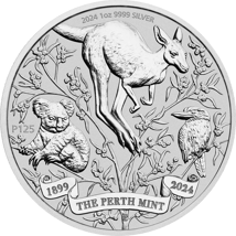 1 Unze Silber 125. Jubiläum Perth Mint 2024 (Auflage: 150.000)