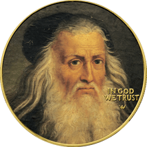1 Unze Silber Leonardo Da Vinci Vitruvianischer Mensch 2024 (Auflage: 50 | coloriert | vergoldet)