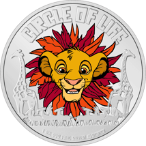 1 Unze Silber 30 Jahre König der Löwen - Circle of Life 2024 (Auflage: 1.994 | coloriert | Polierte Platte)