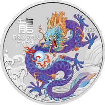 1 Unze Silber Lunar III Drache Purple 2024 (Auflage: 5.000 | coloriert)