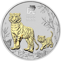 1 Unze Silber Lunar III Tiger 2022 (Auflage: 25.000 | teilvergoldet)
