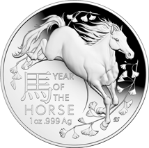 1 Unze Silber Lunar Serie RAM Pferd 2026 (Auflage: 7.500 | Gewölbt | Polierte Platte)