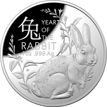 1 Unze Silber Lunar Serie RAM Hase 2023 PP (Auflage: 7.500 | Gewölbt | Polierte Platte)