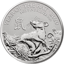 1 Unze Silber Lunar UK Ratte 2020 (Auflage: 88.888)