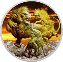 1 Unze Silber Löwe und Hyäne 2022 (Auflage: 100 | teilvergoldet | coloriert)
