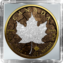 1 Unze Silber Maple Leaf 2023 5 Elemente Iced Out Erde (Auflage: 50 | teilvergoldet)